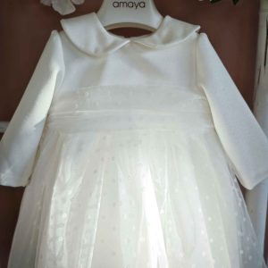 AMAYA ABITO BATTESIMALE CON FIORELLINI SUL TULLE 621155