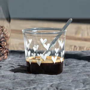 SET 4 BICCH. ESPRESSO TAPP. CUORI BIANCO
